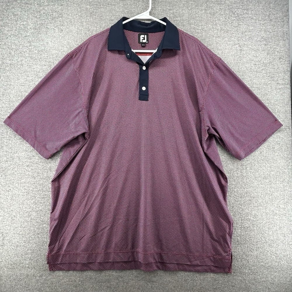 FootJoy Golf‎ Polo Men Size 2XL Geometric Red Blue Short Sleeve
